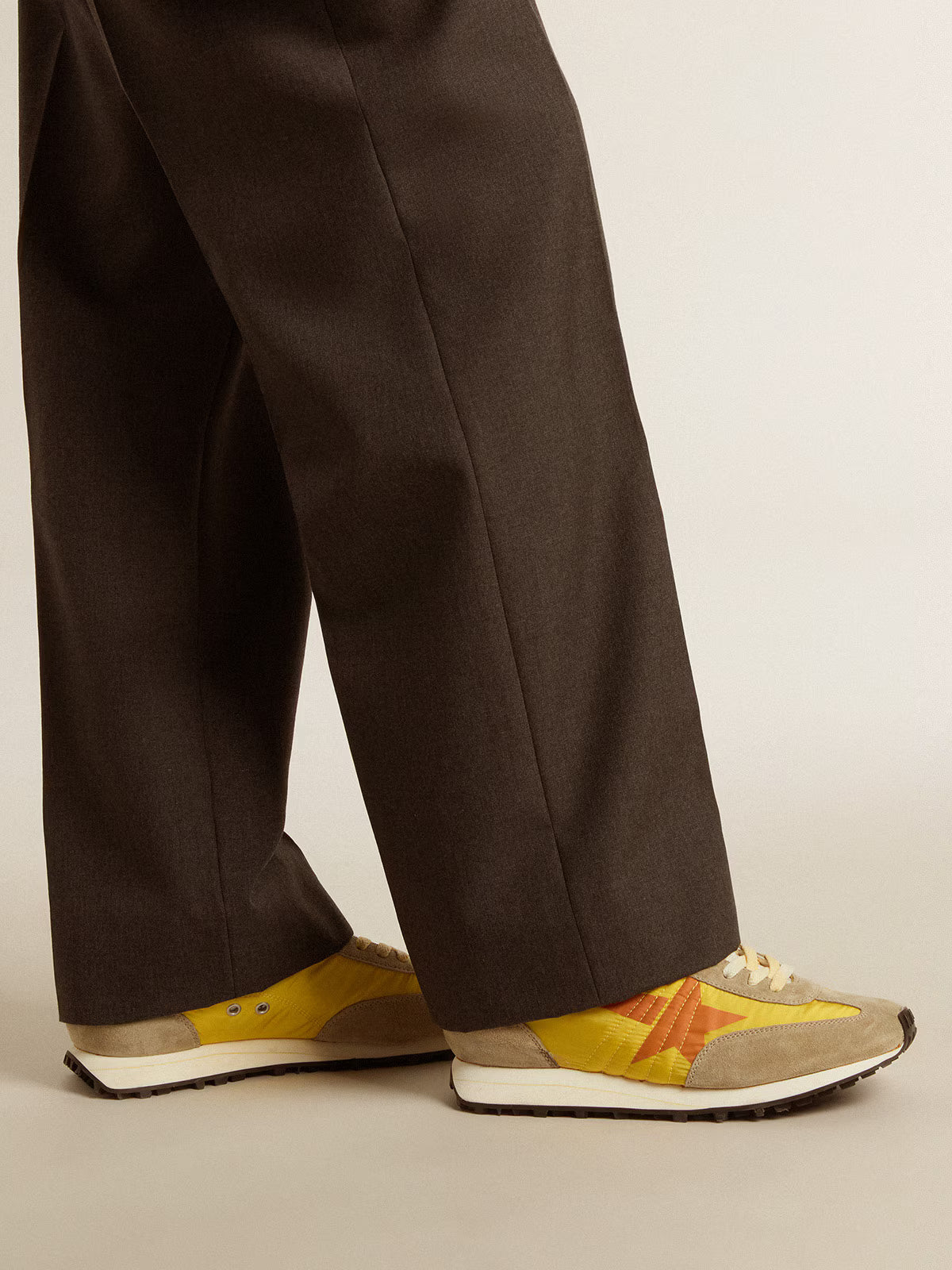 Golden Goose Marathon with yellow nylon upper and orange star
