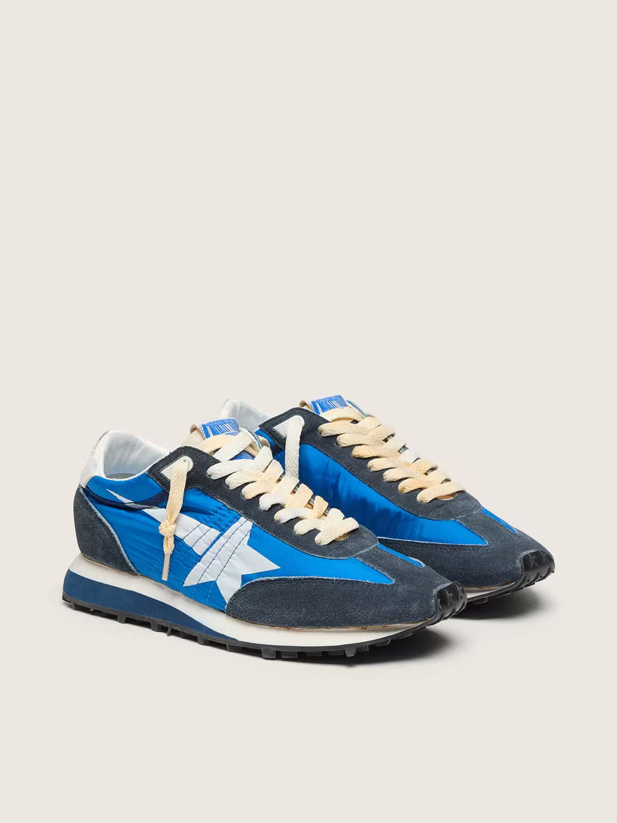 Golden Goose Marathon with blue nylon upper and white star