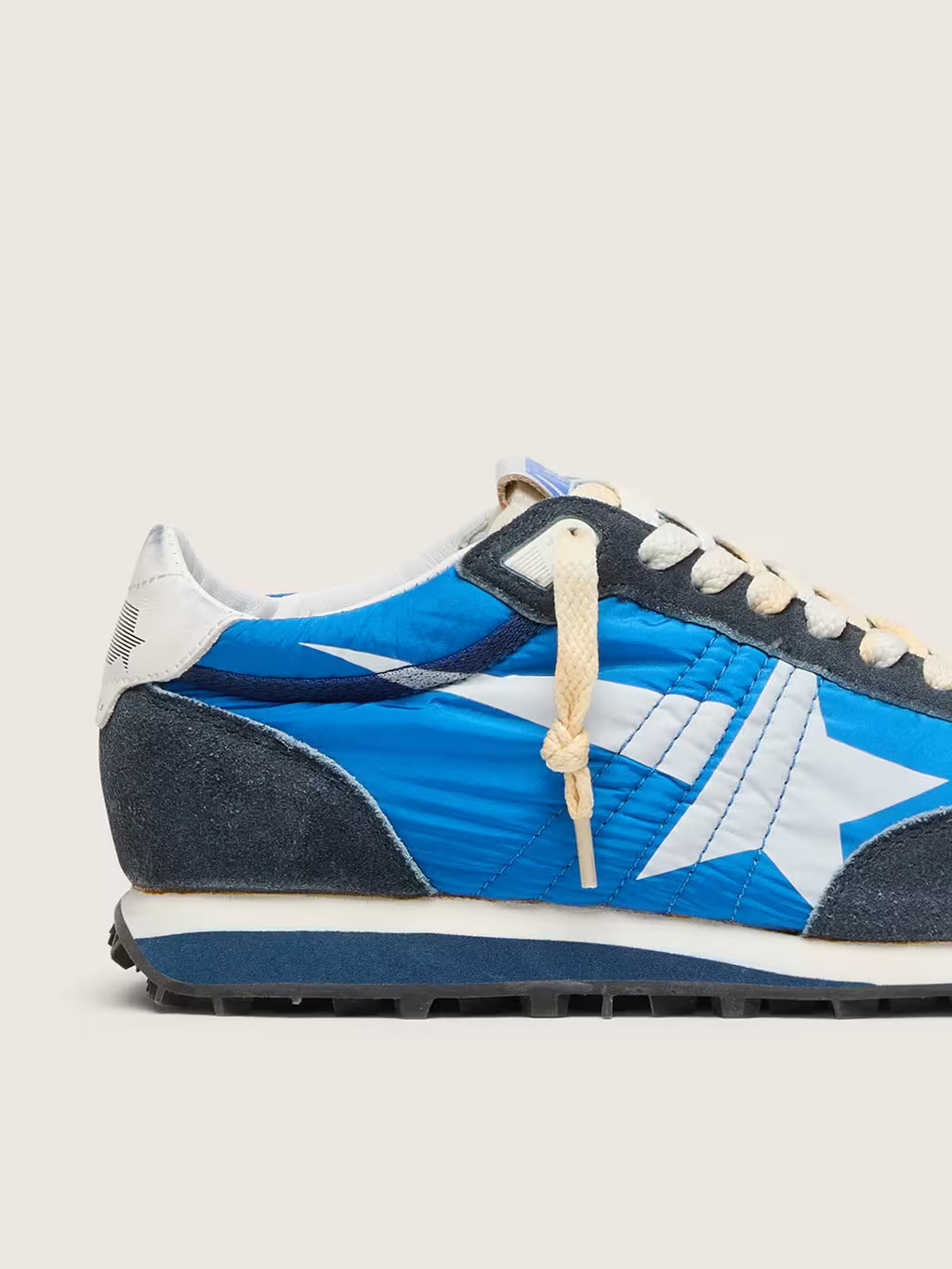 Golden Goose Marathon with blue nylon upper and white star