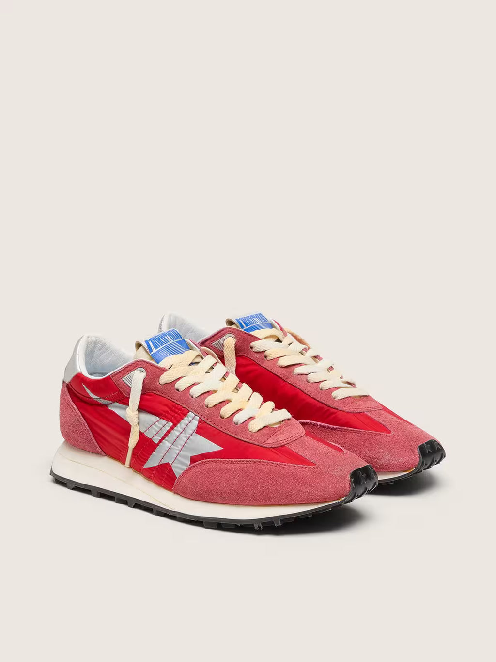 Golden Goose Marathon with red nylon upper and silver star