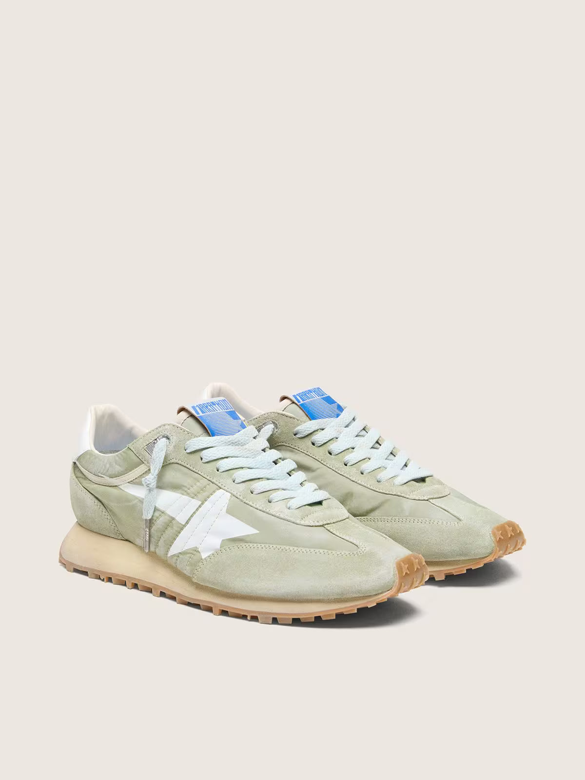 Golden Goose Marathon in sage-green nylon with white star