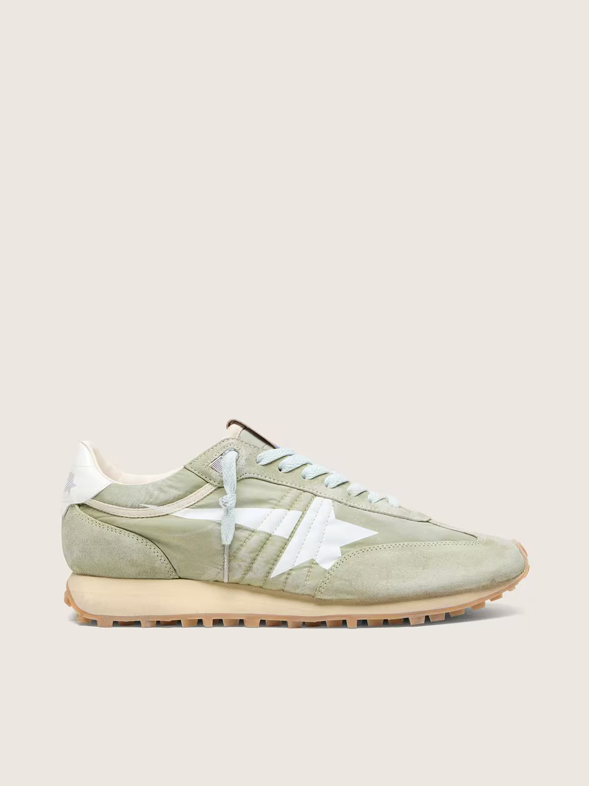 Golden Goose Marathon in sage-green nylon with white star