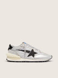 Golden Goose Marathon with silver ripstop nylon upper and black star
