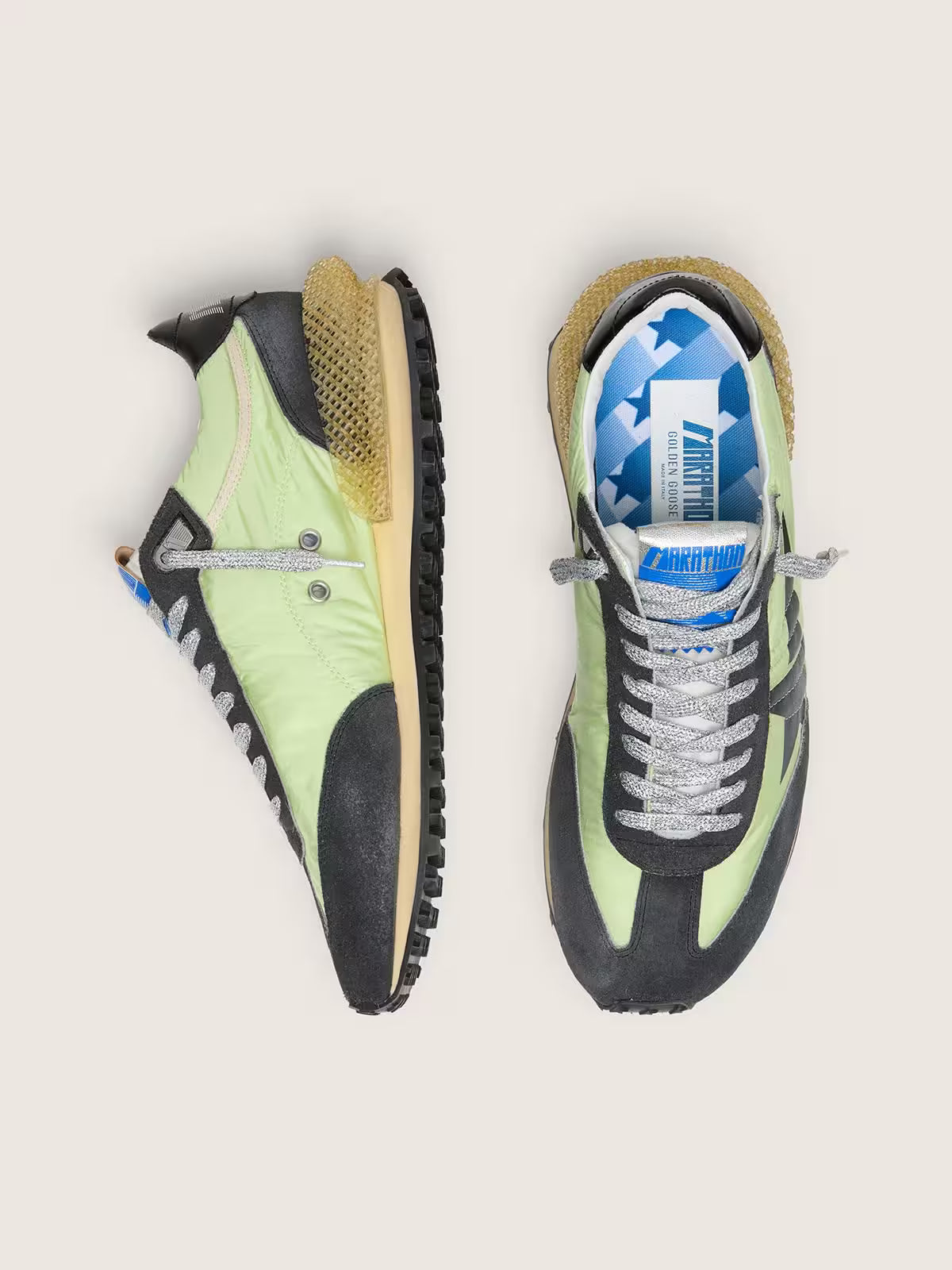 Golden Goose Marathon with green nylon upper and black star