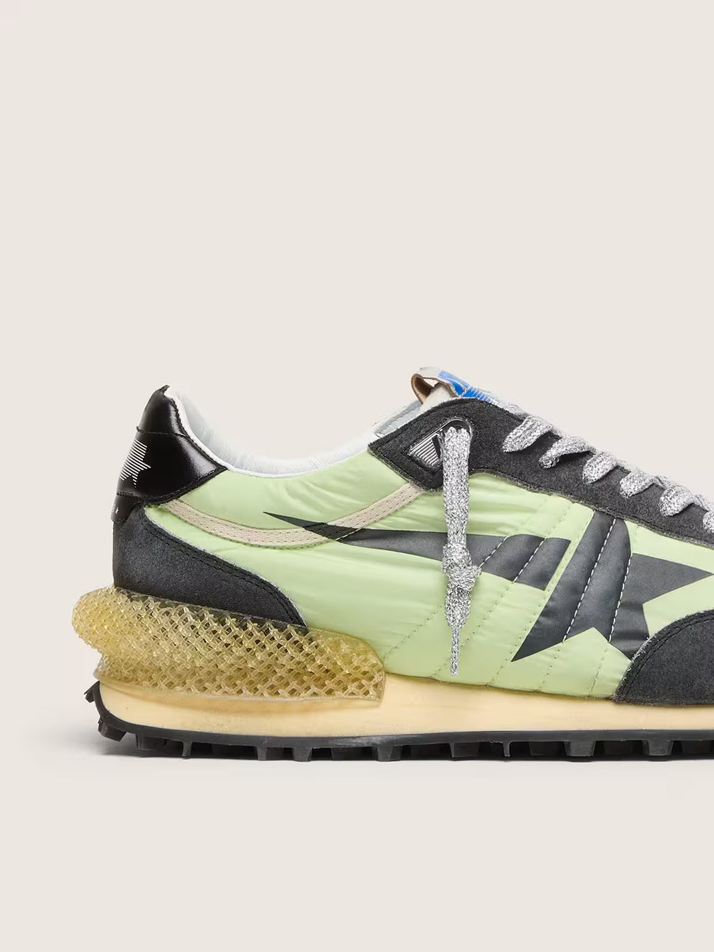 Golden Goose Marathon with green nylon upper and black star