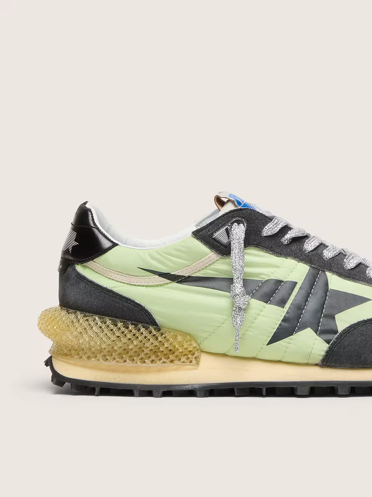 Golden Goose Marathon with green nylon upper and black star