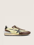 Golden Goose Marathon in lime-green nylon with black star and brown suede inserts