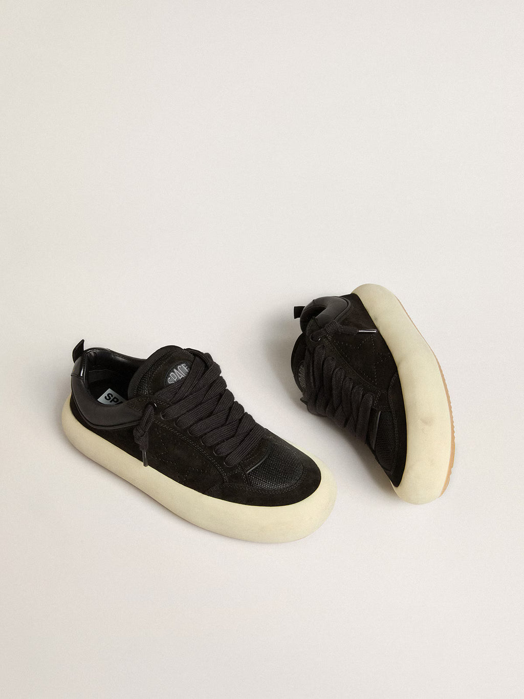Golden Goose Space-Star Cube in black suede with perforated star