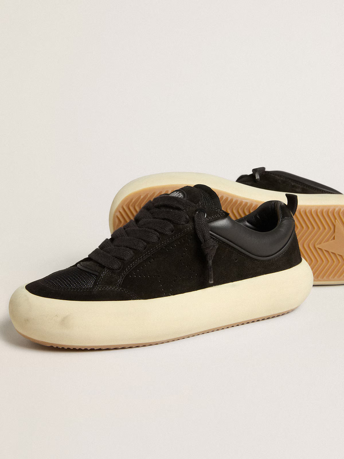 Golden Goose Space-Star Cube in black suede with perforated star