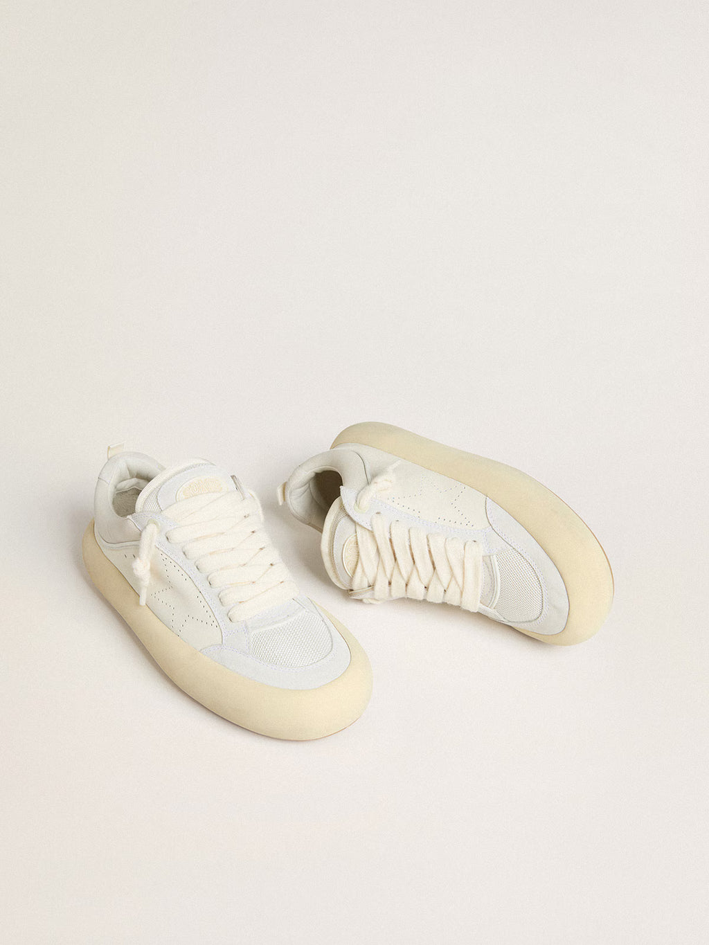 Golden Goose Space-Star Cube in white leather with perforated star