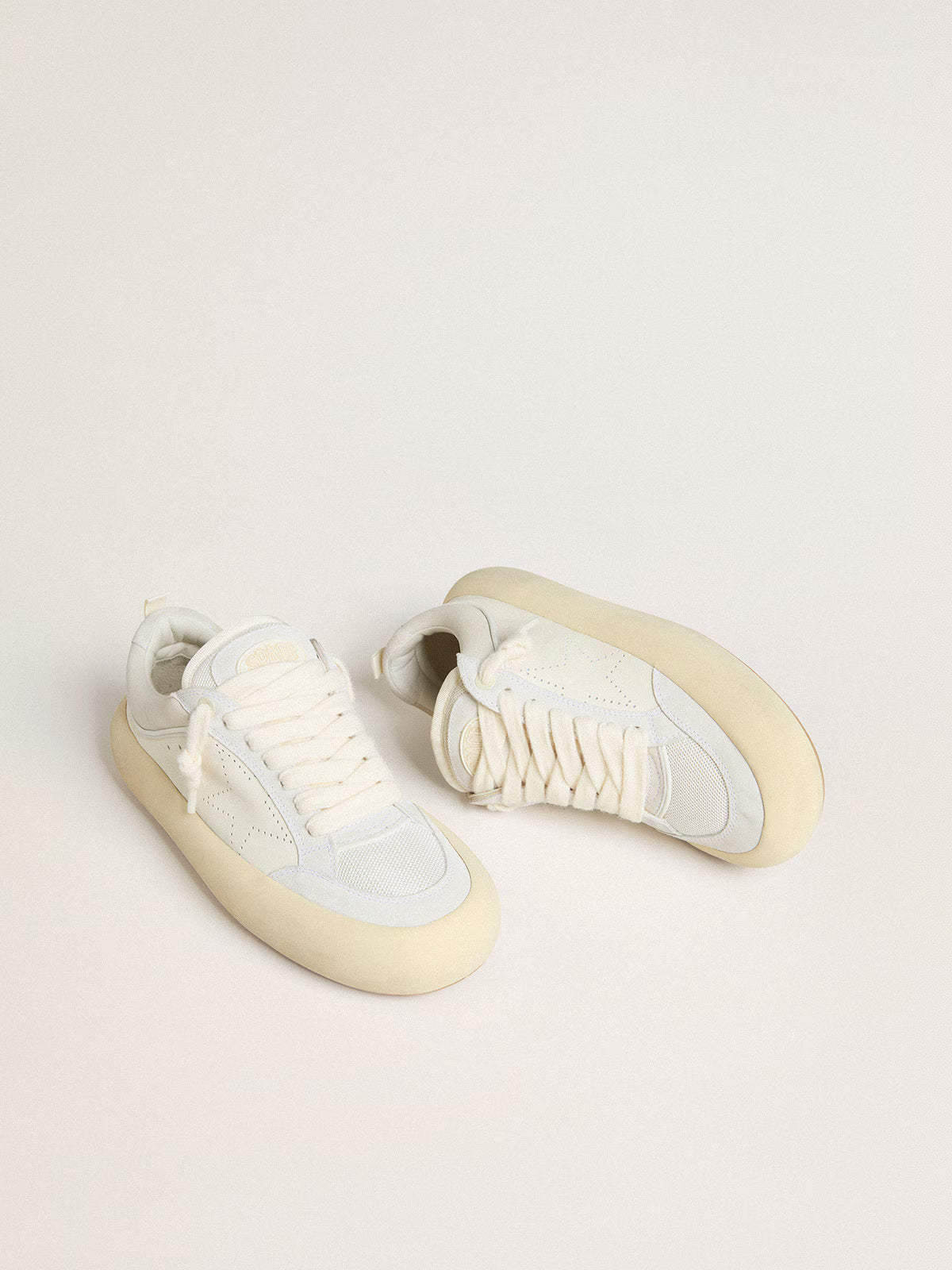 Golden Goose Space-Star Cube in white leather with perforated star