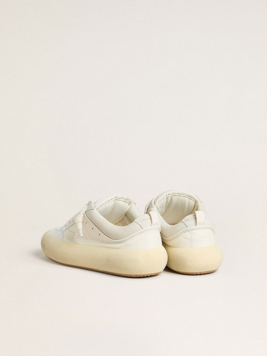 Golden Goose Space-Star Cube in white leather with perforated star