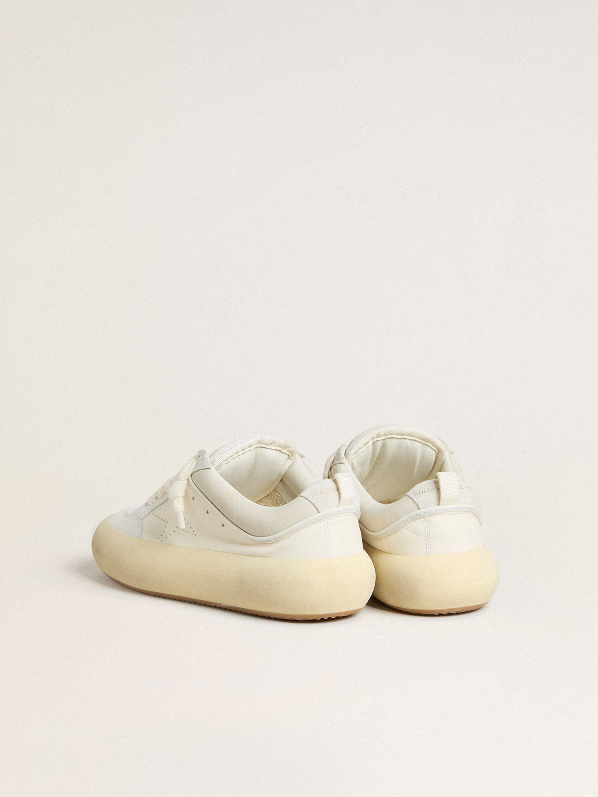 Golden Goose Space-Star Cube in white leather with perforated star