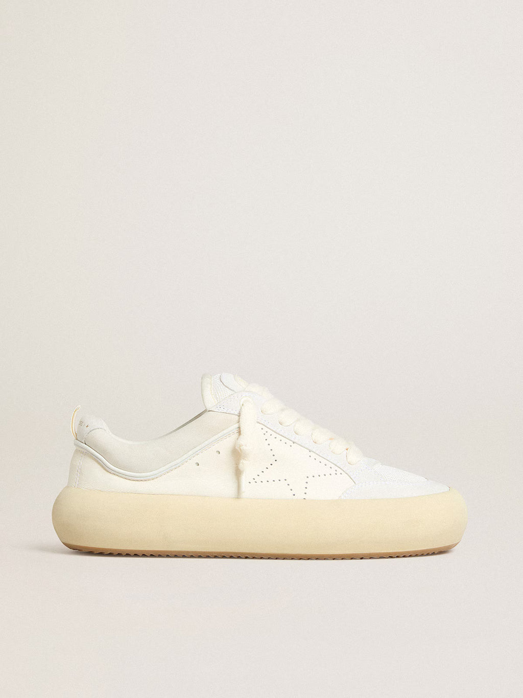 Golden Goose Space-Star Cube in white leather with perforated star
