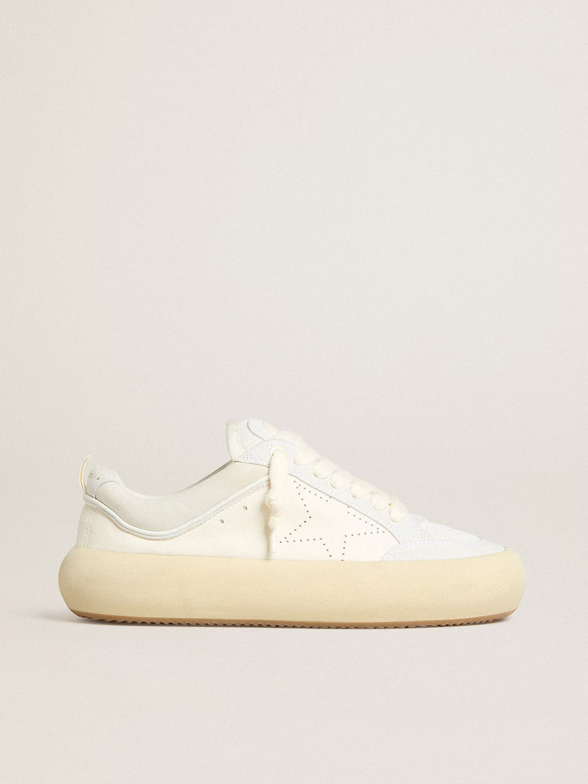 Golden Goose Space-Star Cube in white leather with perforated star