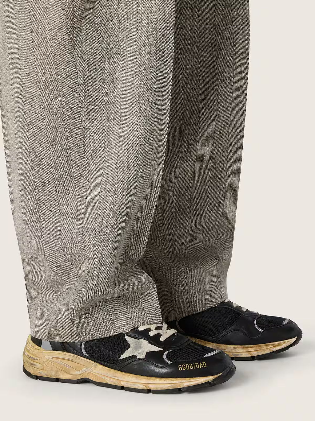 Golden Goose Dad-Star in black and silver mesh and nappa with ice-gray star