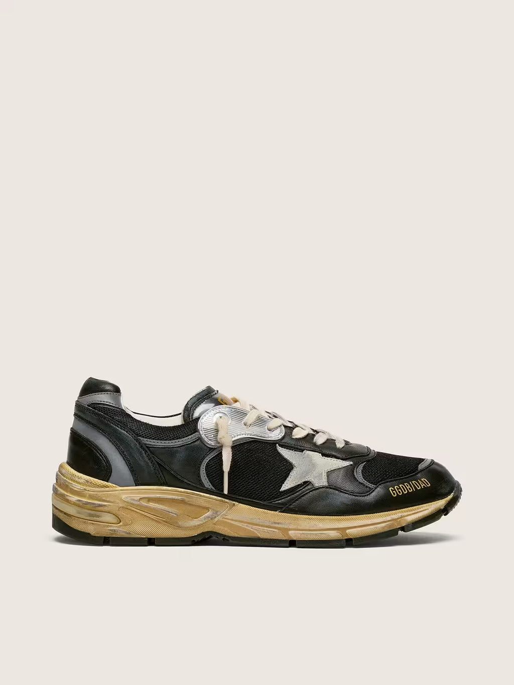 Golden Goose Dad-Star in black and silver mesh and nappa with ice-gray star