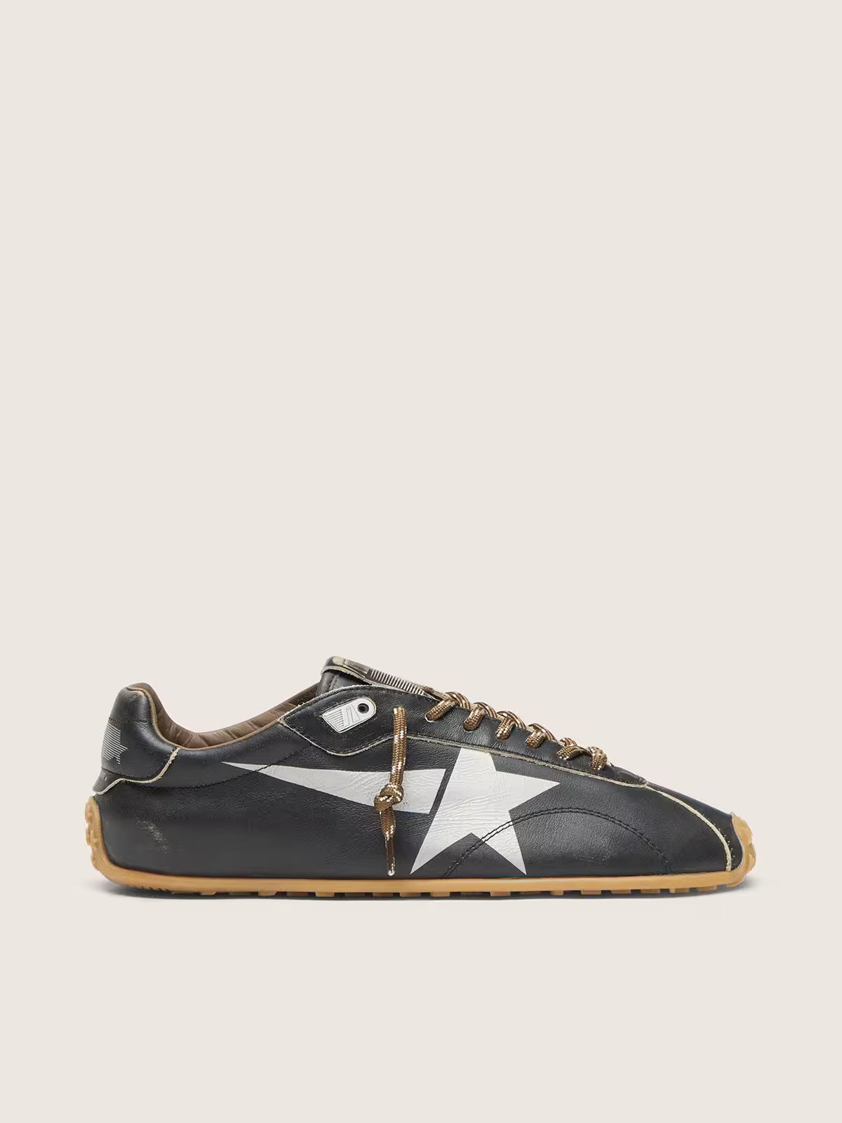 Golden Goose Marathon Speed with black leather upper and silver star