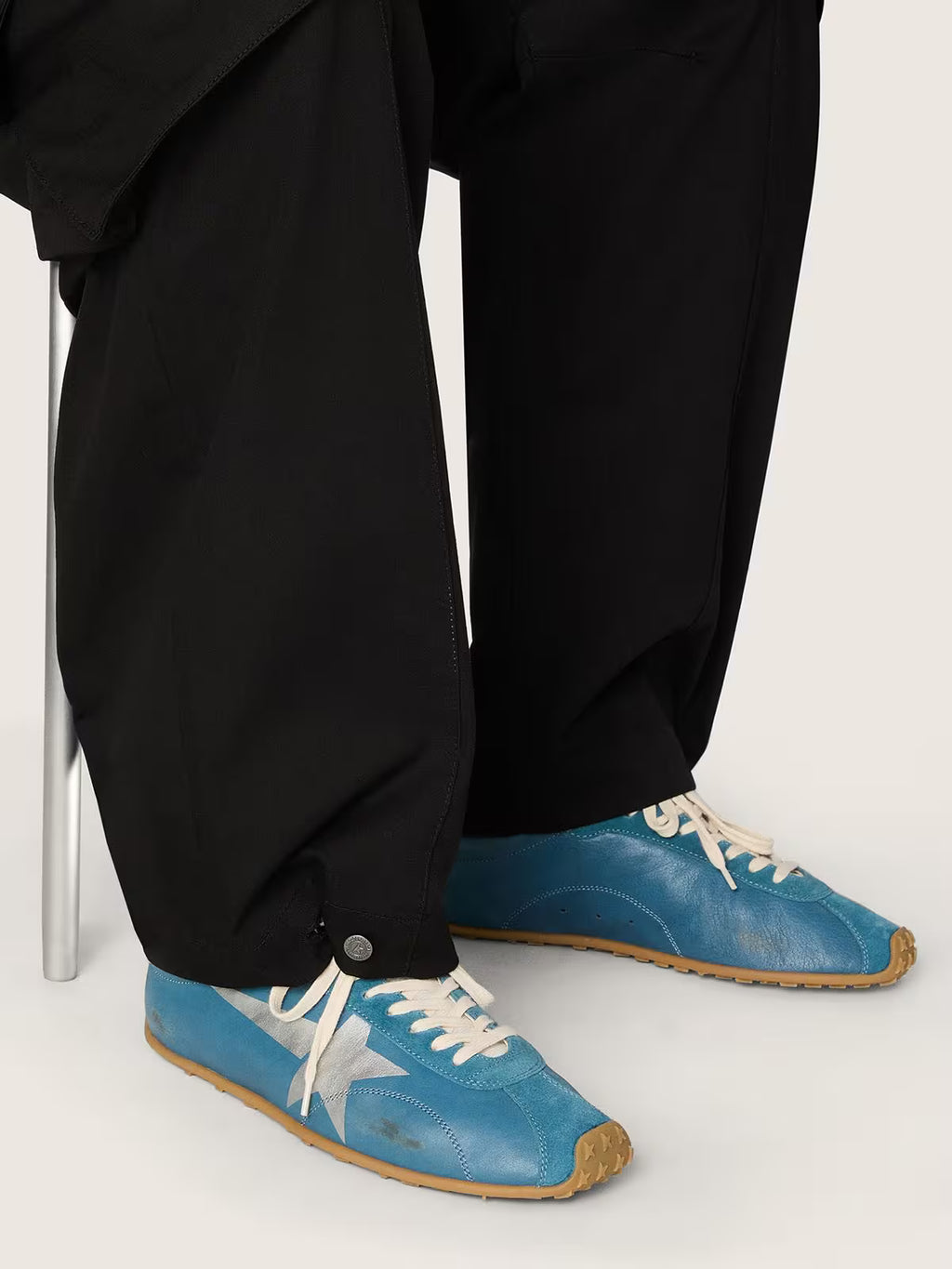 Golden Goose Marathon Speed in blue nappa with printed star and silver leather heel tab