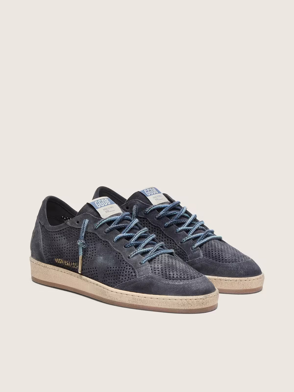 Golden Goose Ball Star in dark blue perforated suede with dark blue suede star