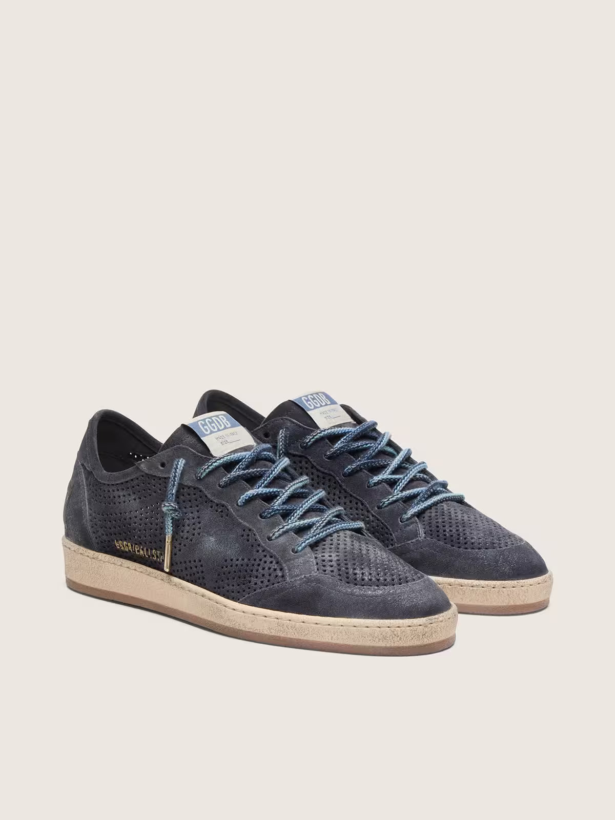 Golden Goose Ball Star in dark blue perforated suede with dark blue suede star