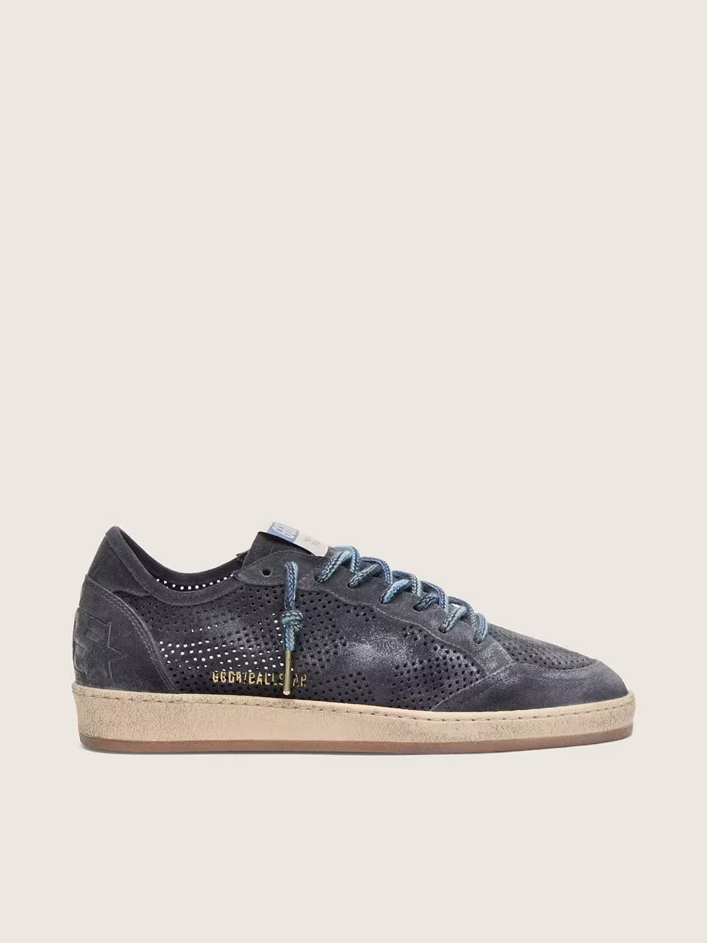 Golden Goose Ball Star in dark blue perforated suede with dark blue suede star