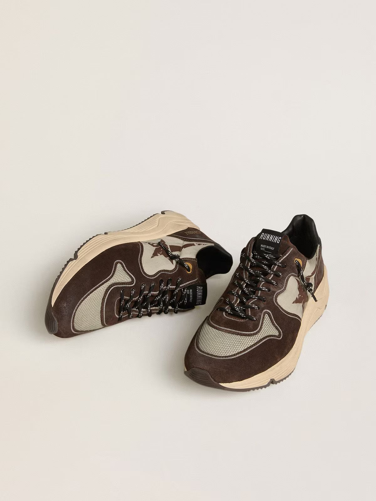 Golden Goose Sole in cream mesh and blue leather with a white leather star