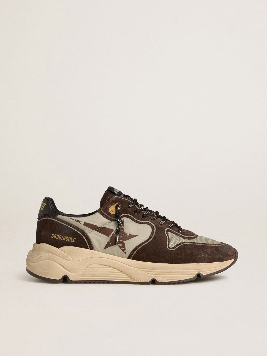 Golden Goose Sole in cream mesh and blue leather with a white leather star