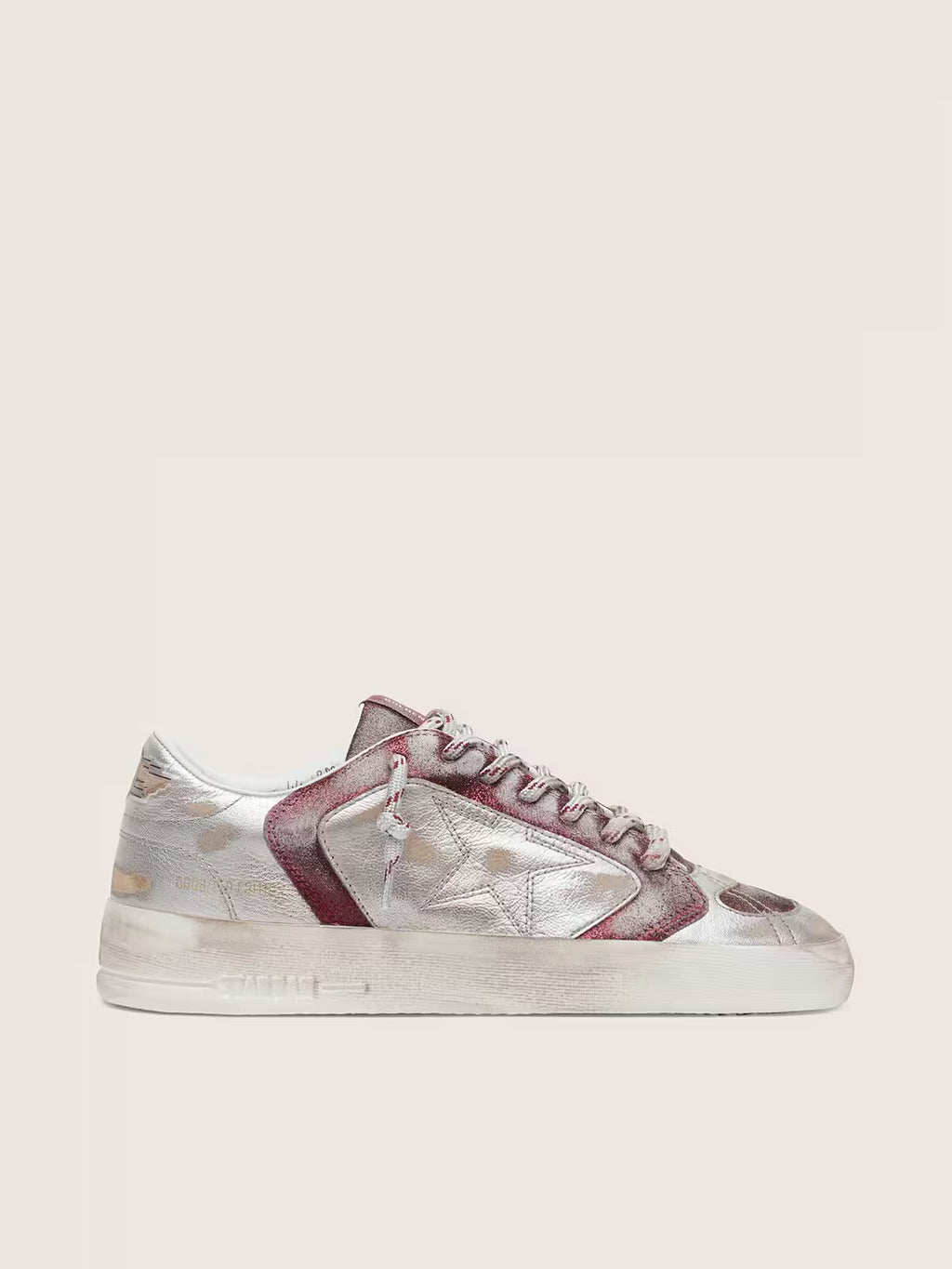 Golden Goose Stardan LAB in burgundy and silver leather and glitter