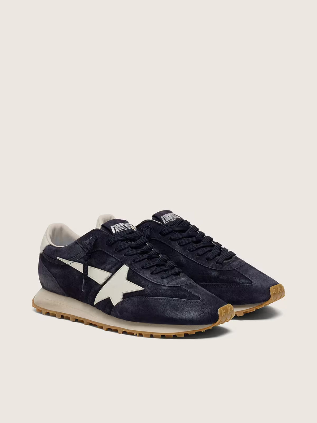 Golden Goose Marathon in blue navy suede with white leather star and heel tab