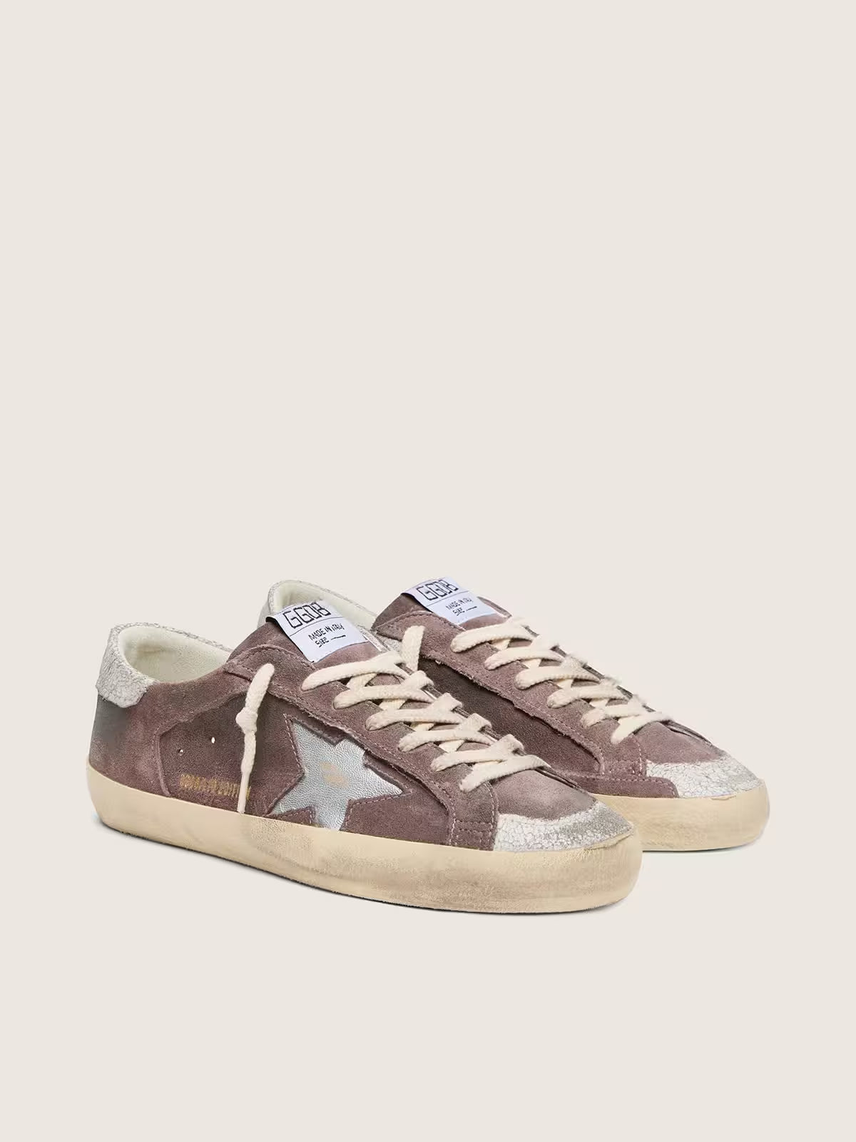Golden Goose Super-Star LTD in lavender suede with silver star