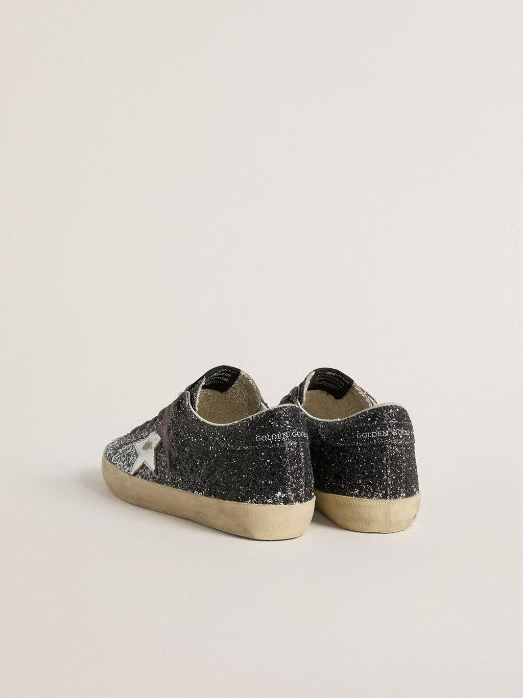 Golden Goose Super Star with glitter upper and silver metallic leather star