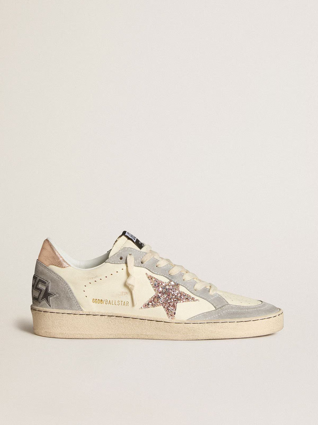 Golden Goose Ball Star in nappa with glitter star and metallic heel tab