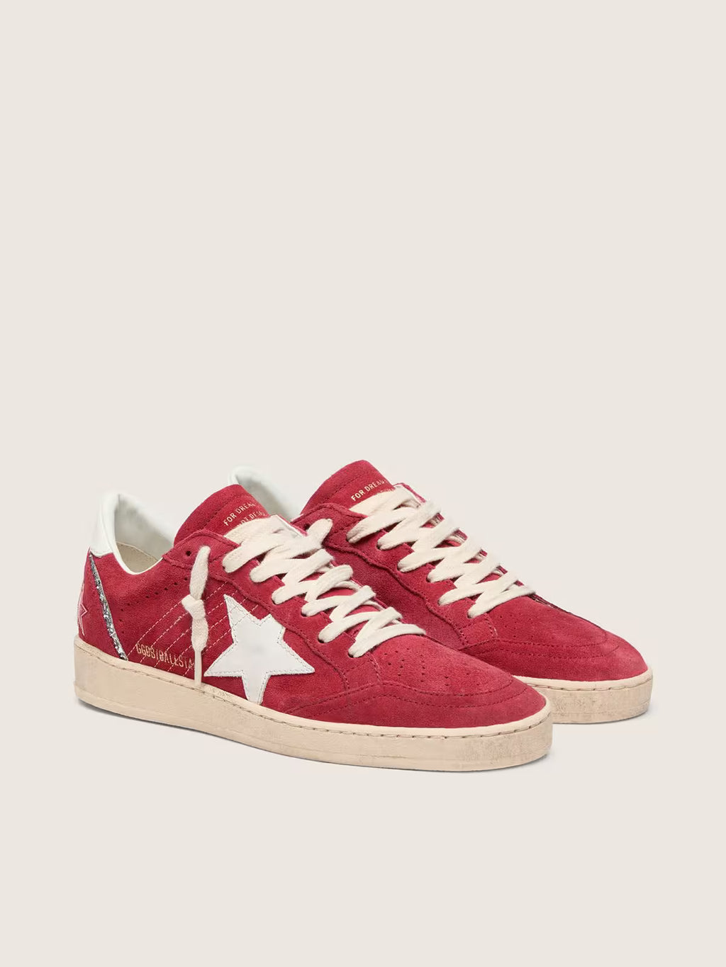 Golden Goose Ball Star in red suede with white leather star and heel tab