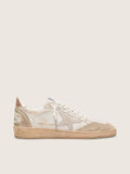 Golden Goose Ball Star with pink suede star and silver glitter edges and rose gold heel tab