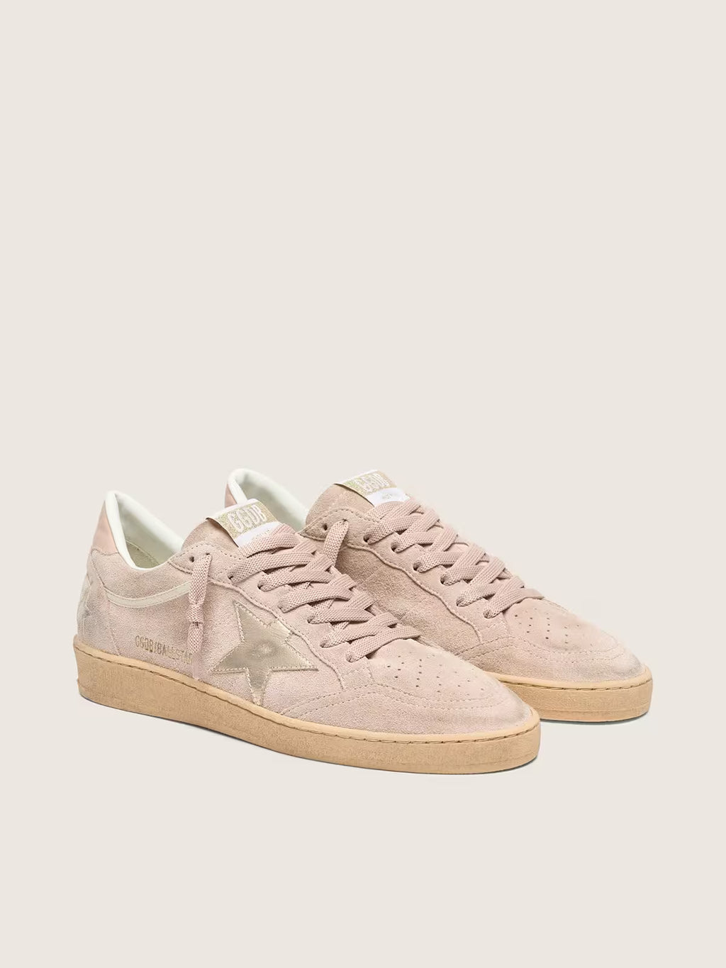 Golden Goose Ball Star in powder-pink suede with metallic gold star