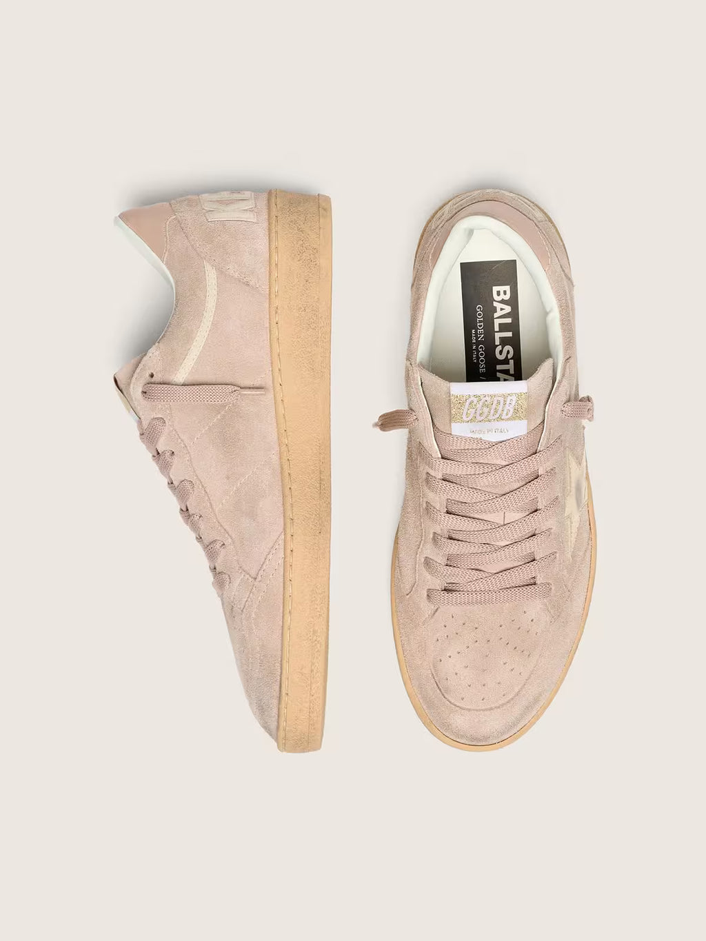 Golden Goose Ball Star in powder-pink suede with metallic gold star