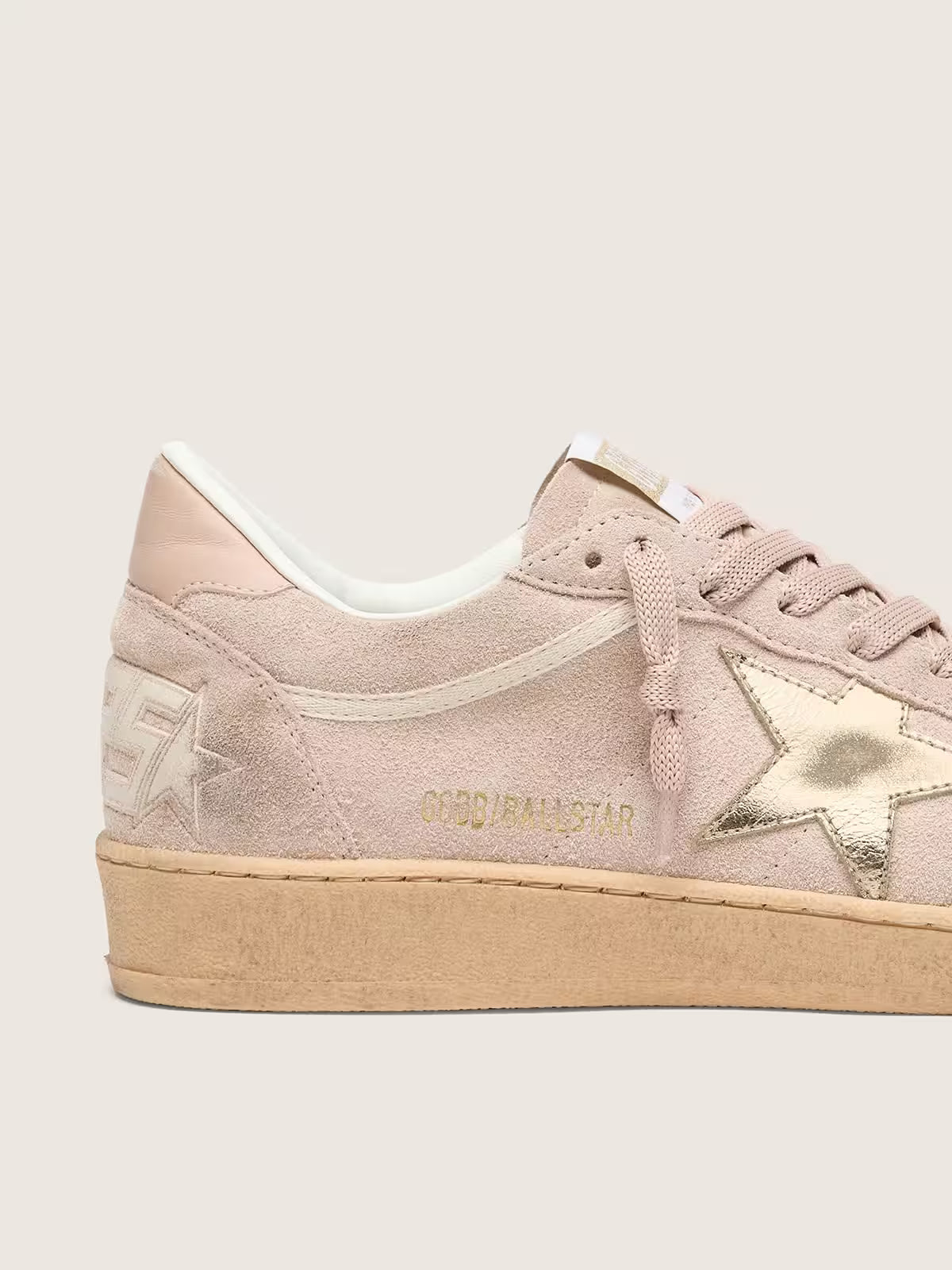 Golden Goose Ball Star in powder-pink suede with metallic gold star