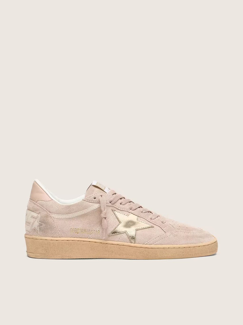 Golden Goose Ball Star in powder-pink suede with metallic gold star