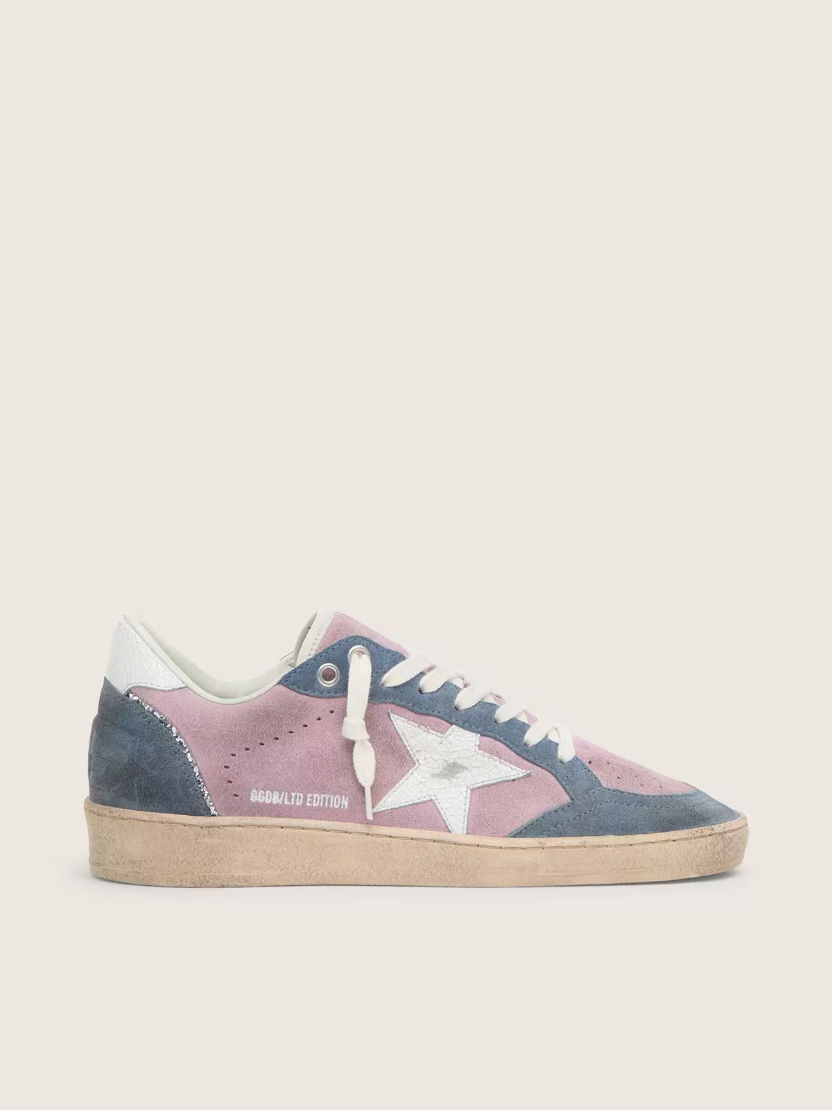 Golden Goose Ball Star LTD in lilac suede with white star