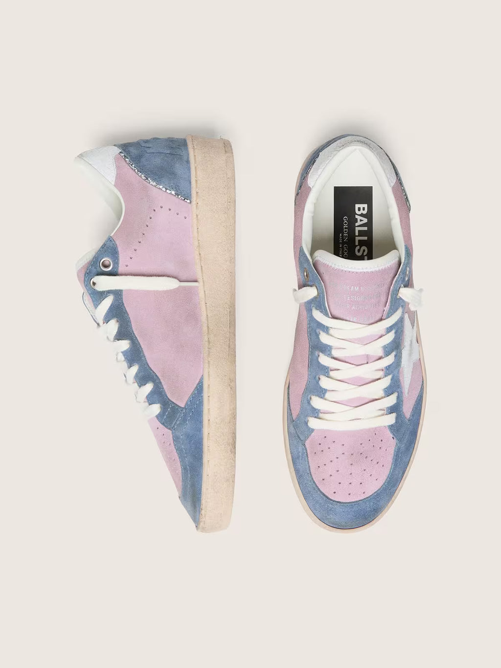 Golden Goose Ball Star LTD in lilac suede with white star