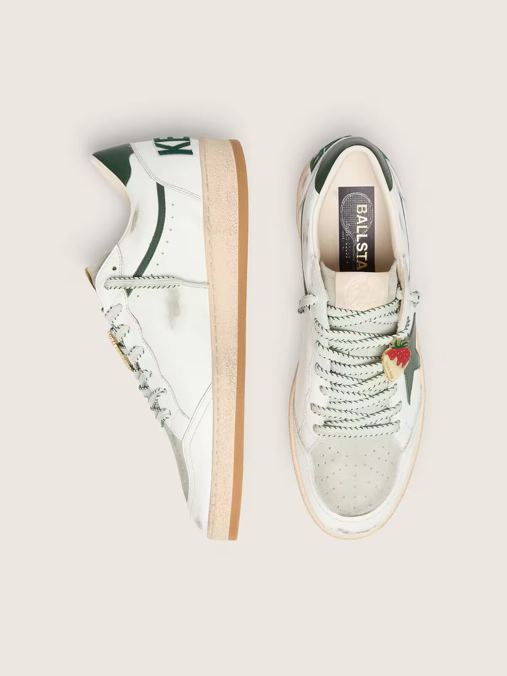 Golden Goose Ball Star LTD in white leather with green star and Skins