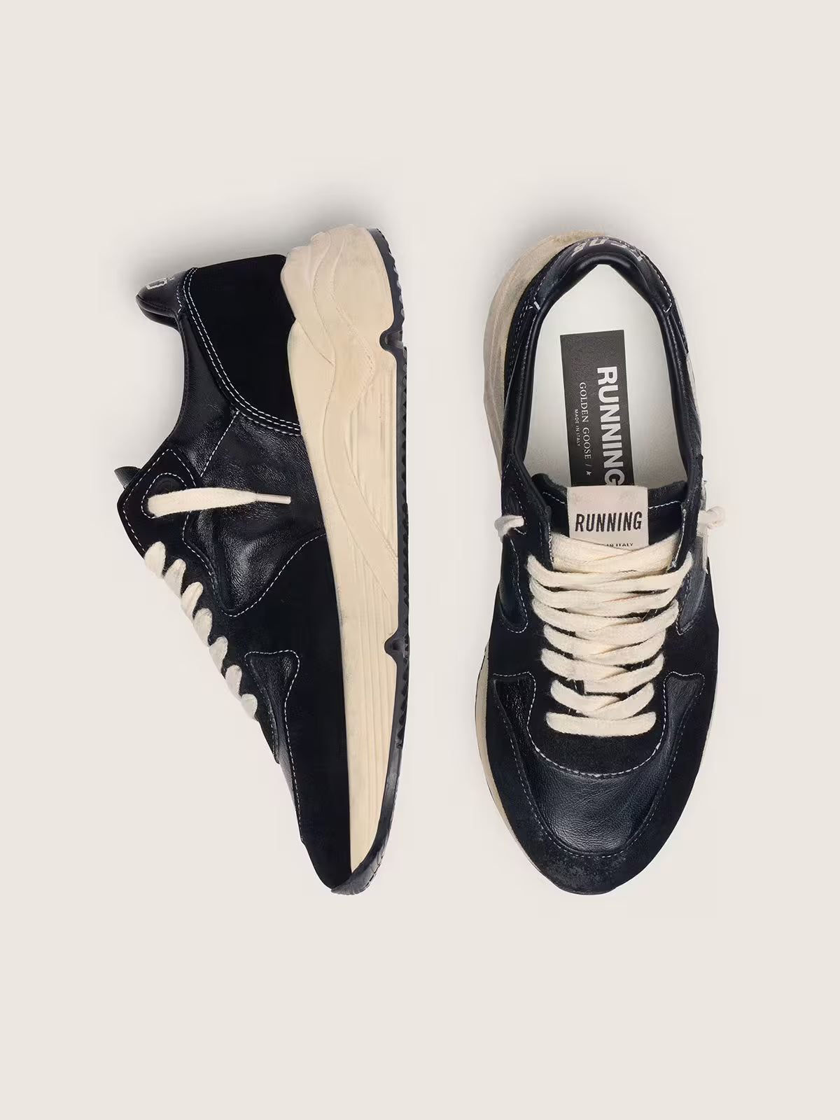 Golden Goose Running Sole in black nappa and suede