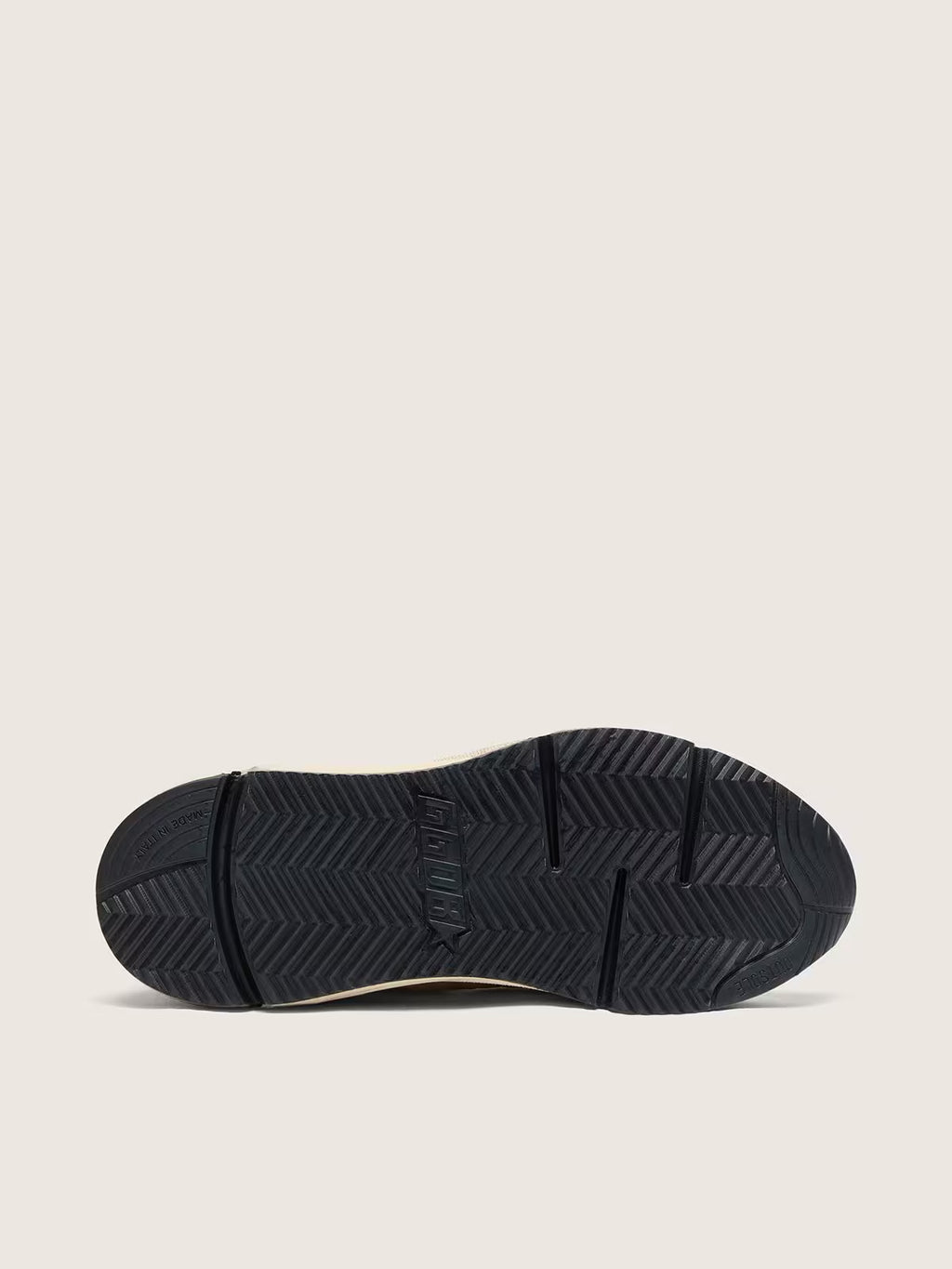 Golden Goose Running Sole in cream nylon and leather with green leather star