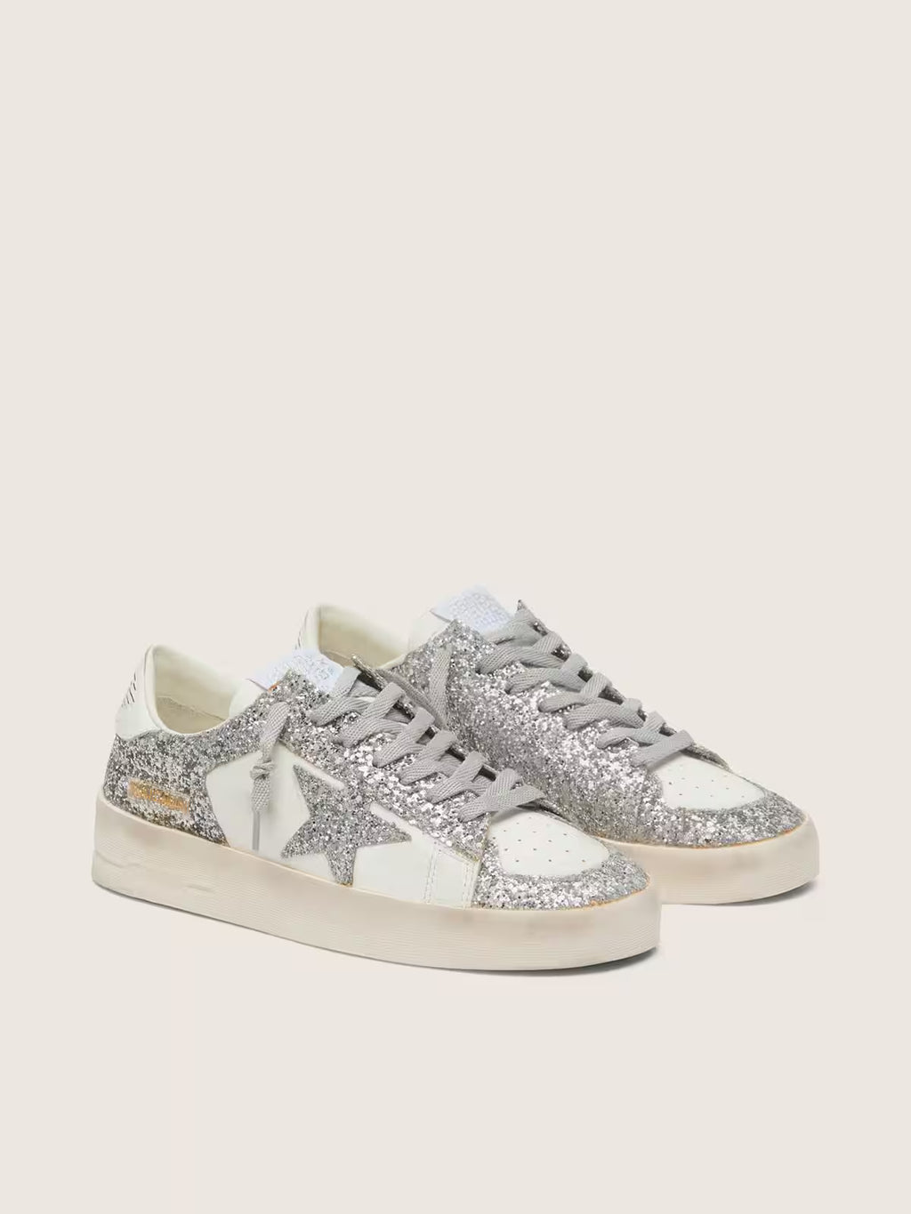 Golden Goose Stardan in white leather and glitter