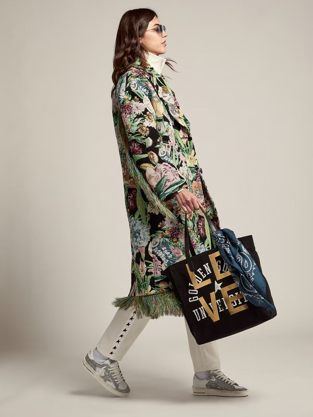 Golden Goose Stardan in white leather and glitter