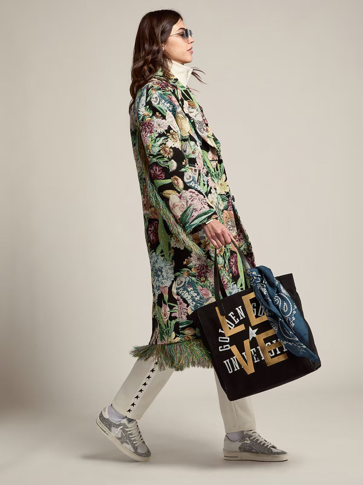 Golden Goose Stardan in white leather and glitter