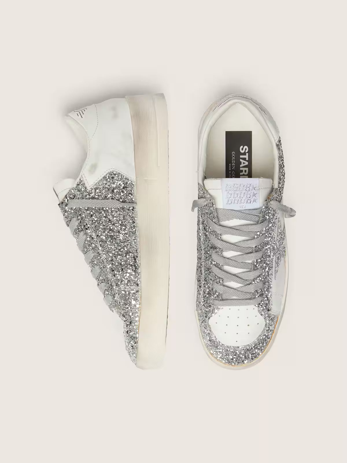 Golden Goose Stardan in white leather and glitter