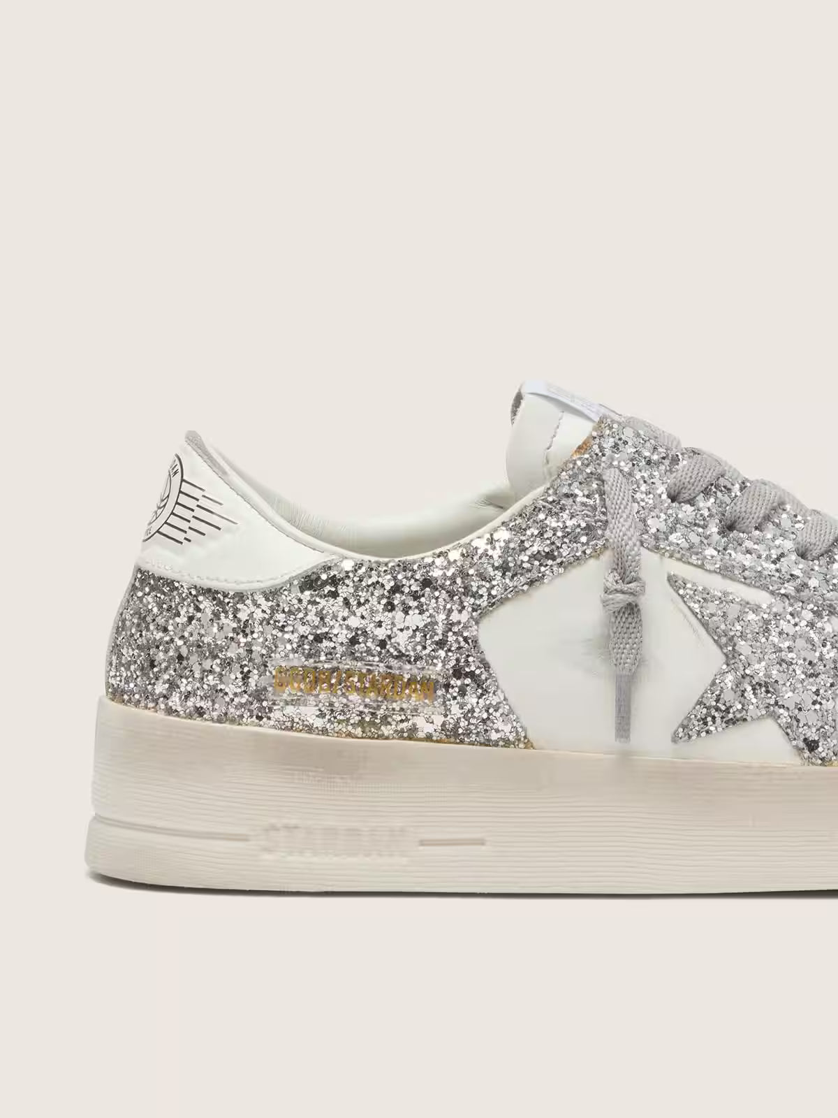 Golden Goose Stardan in white leather and glitter