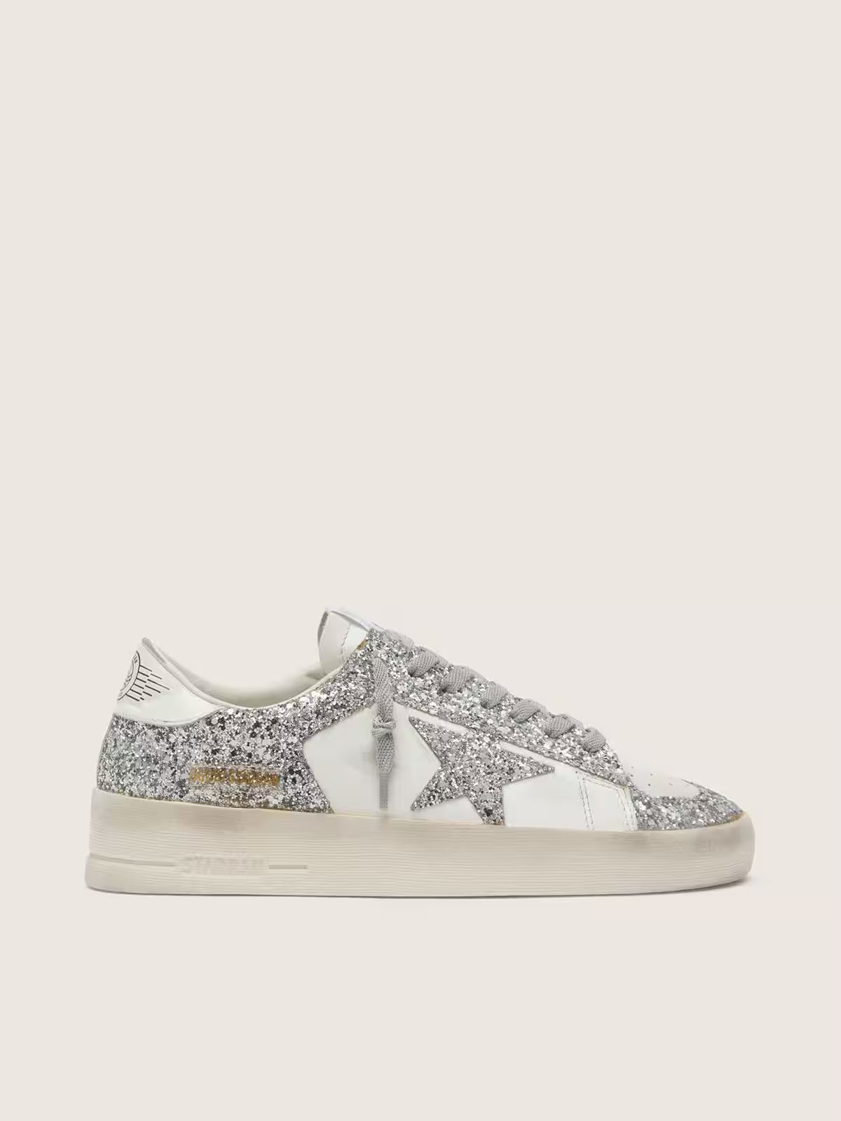 Golden Goose Stardan in white leather and glitter